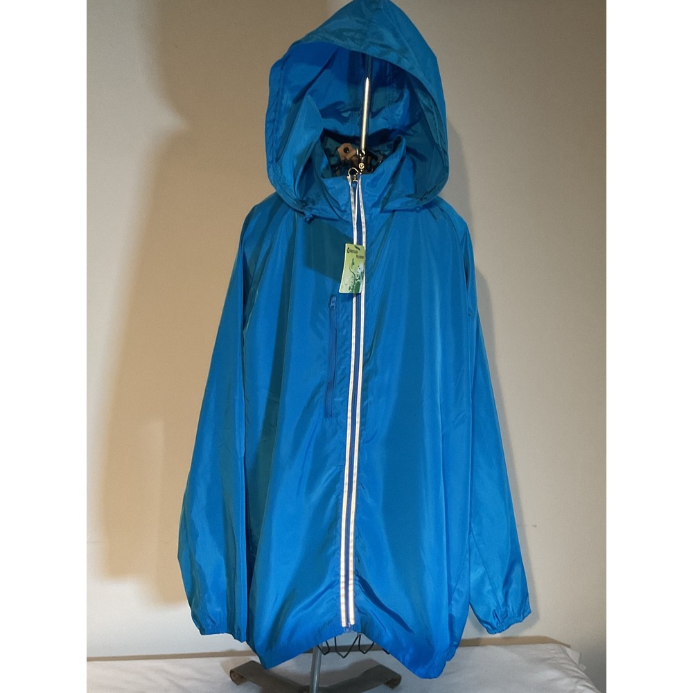 BAW Athletic Wear Mens XL Blue Recycled Polyester Hooded Windbreaker Jacket NEW‎